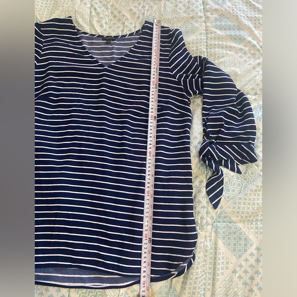 Talbots Blue and White Tie Front 3/4 Sleeve Blouse - Picture 10 of 14
